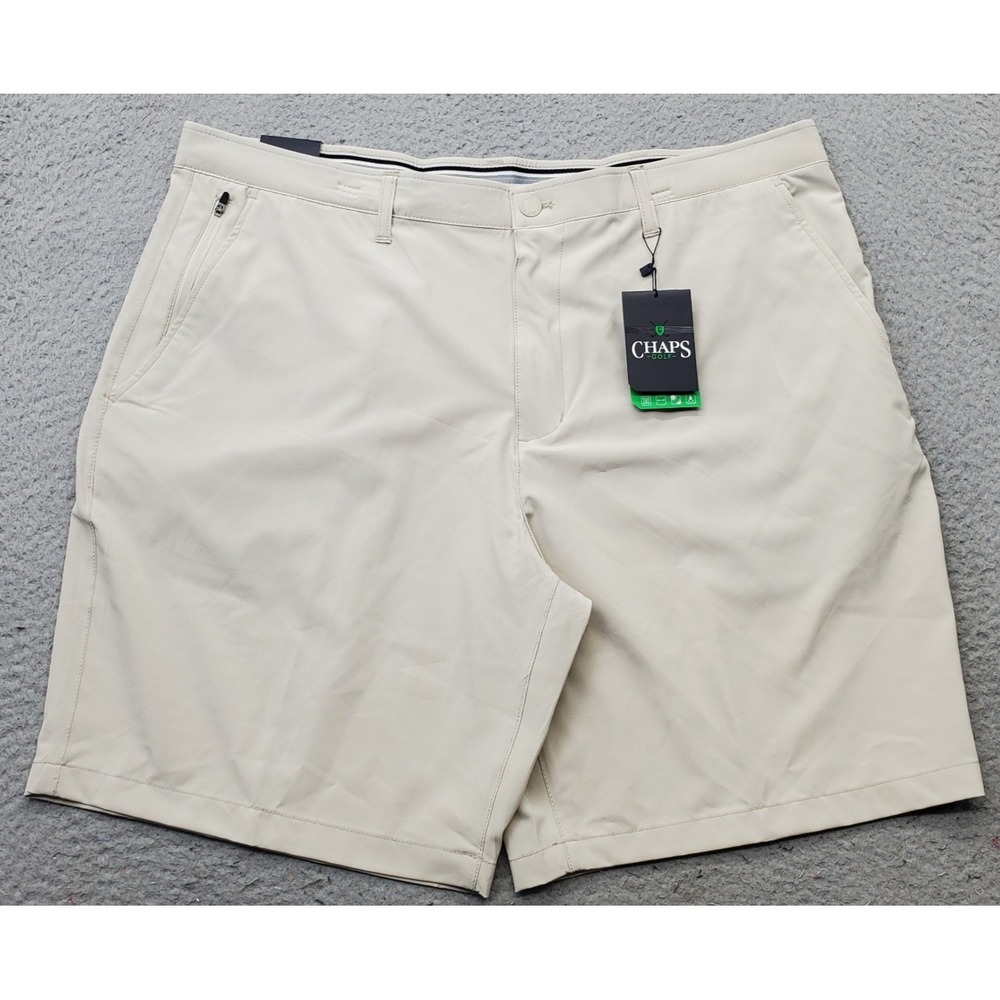 Chaps Golf Shorts Mens 40 Tan Performance Stretch High Rise Flat Front CM13SH700
